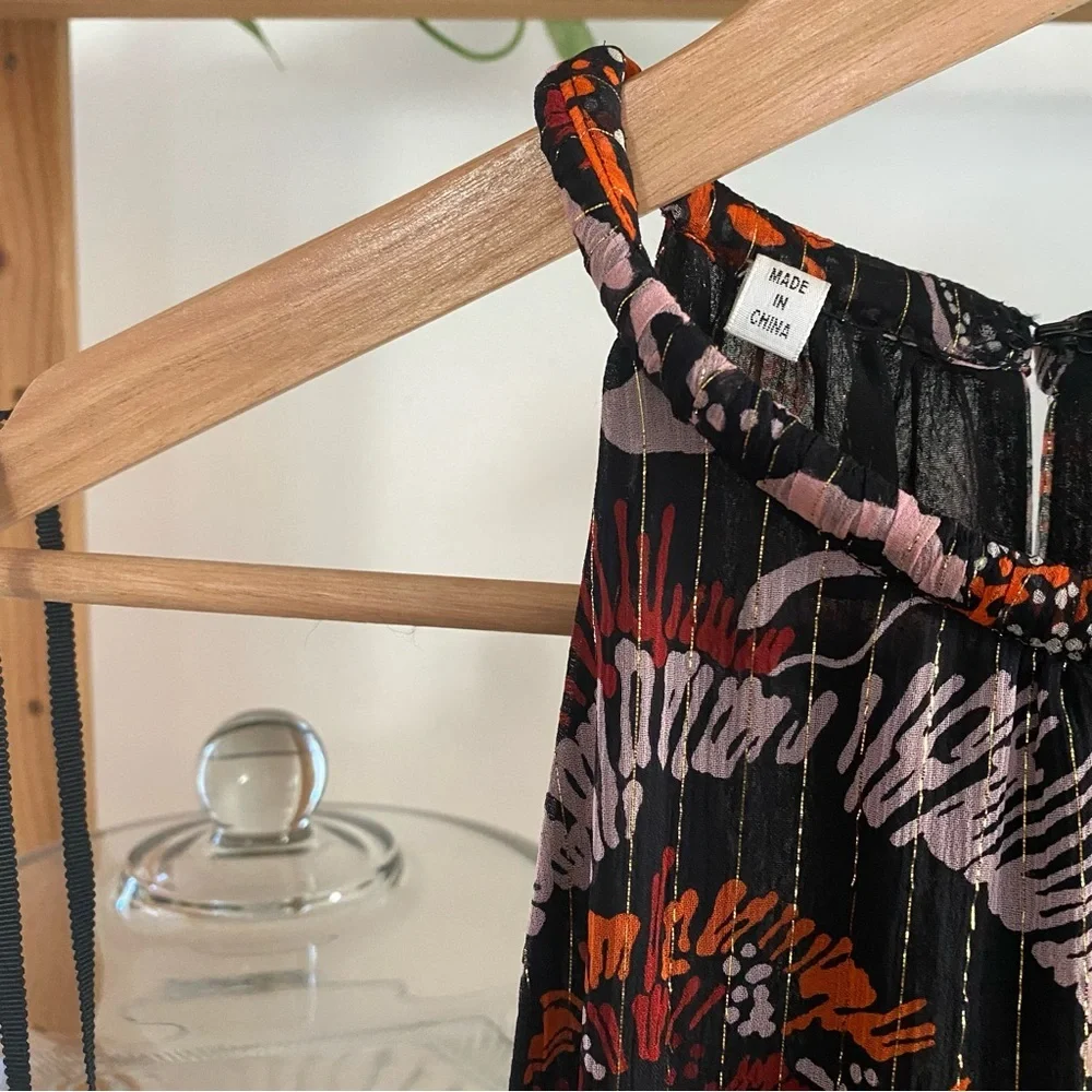 A.L.C. Bardot Silk Chiffon Printed Asymmetrical Halter Maxi Dress 4 - Picture 9 of 16